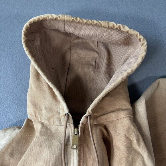 CARHARTT J131 Mens L Brown Duck Thermal Lined Detroit Jacket Hooded DISTRESSED - Picture 11 of 16